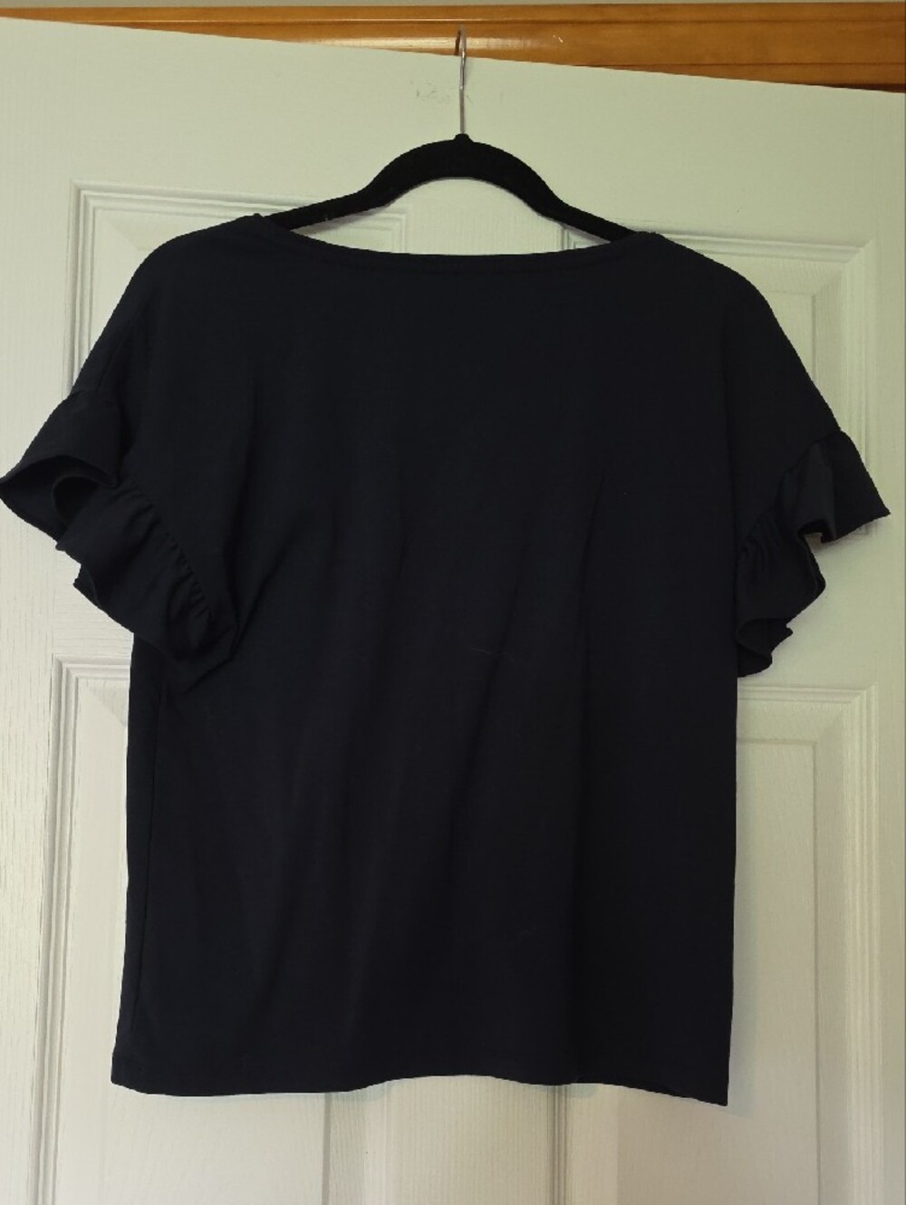 Navy Ruffle-Sleeve Short-Sleeve Top - Picture 4 of 4